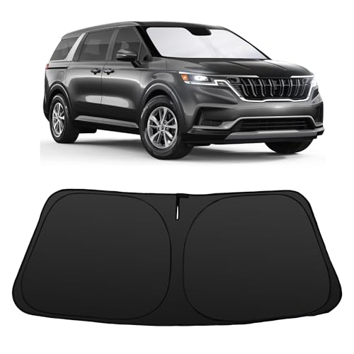 Image of Windshield Sun Shade for Kia Carnival 2022-2026 2024 2023 | Foldable, Full covered for windshield, Block UV Rays, Heat Reduction, Easy to install, Keeps Car Cooler