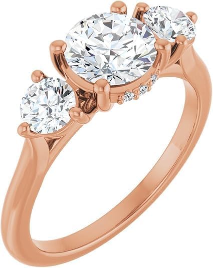 1-3 CT Round Moissanite Engagement Ring Colorless VVS 10K 14K 18K Solid Gold & 925 Sterling Silver 3 Stone Moissanite Ring Christmas Gift For Women