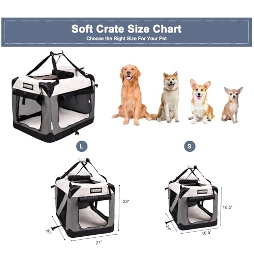 JESPET-Soft-Dog-Crates-Kennel-for-Pets-3-Door-Soft-Sided-Folding-Travel-Pet-Carrier-with-Straps-and-Fleece-Mat-for-Dogs-Cats7-Light-Grey-Small24-L-x-165-W-x-165-H JESPET Soft Dog Crates Kennel for Pets 3 Door Soft Sided Folding Travel Pet Carrier with Straps and Fleece Mat for Dogs Cats7 Light Grey Small24 L x 165 W x 165 H