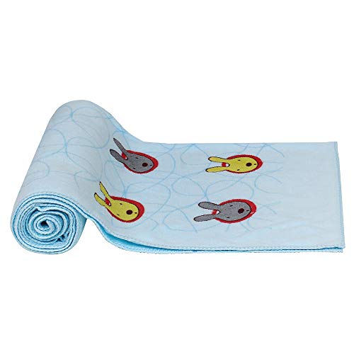 Image of My NewBorn Baby Towel Cotton Printed with Mix Cartoon Prints (Sky Blue and Yellow) - Set of 2 Pieces
