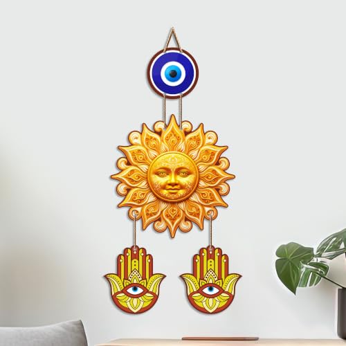 Image of Artvibes Surya Dev Evil Eye Wall Hanging for Home Entrance Door Decor | Nazar Battu Protection Hanging for Living Room Bedroom Office | Vastu Positive Energy Decorative Gift (WH 85126N)