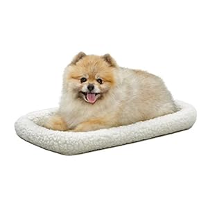 22L-Inch White Fleece Dog Bed or Cat Bed w/Comfortable Bolster | Ideal for XS Dog Breeds & Fits a 22-Inch Dog Crate | Easy Maintenance Machine Wash & Dry | 1-Year Warranty , 56L x 33W x 5H cm