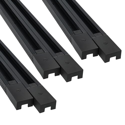 Jandei - Carril Monofásico Riel para Focos LED, Instalación en Superficie. Largo de 1 Metro. Ideal para Escaparate, Negocio, Tienda, Hogar, Vestidor… (Negro, 6 unidades)