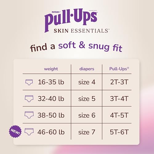 Image of Pull-Ups Girls' Skin Essentials Potty Training Pants, Training Underwear, 2T-3T (16-34 lbs), 60 Ct