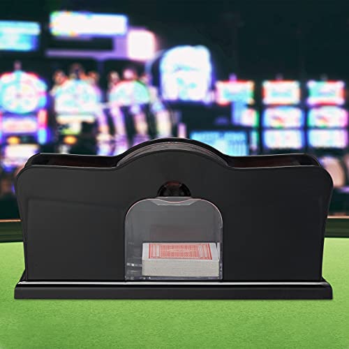 Relaxdays Kartenmischmaschine, 2 Decks, mit Kurbel, manuelles Mischgerät für Spielkarten mit der Größe 9 x 6.5 cm, Kunststoff, schwarz, 1 Stück