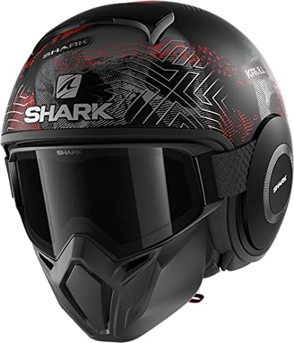 SHARK, Casque jet moto, Street Drak Krull, noir mat gris rouge KSR, XS