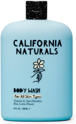 California Naturals Body Wash, Vitamin E Shower Gel Cleanser, Saw Palmetto, Blue Lotus Flower, Natural, Vegan, Paraben & Sulfate Free, Eucalyptus, Bergamot, Orange Blossom, All Skin Types, 12 fl oz
