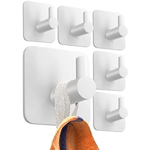 4smile Handdoekhouder zonder boren, set van 6 – witte handdoekhaken badkamer roestvrij als praktische kleefhaken – hoogwaardige haken, zelfklevend, wandhaak, klassiek design