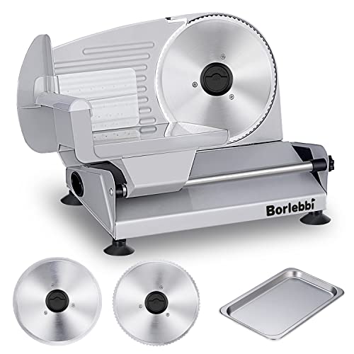 Comparison: Best Meat Slicer For Thin Slice 2 Meat Slicer, 200W Electric Food Slicer with 2 Removable 7.5" Stainless Steel Blades and Stainless Steel Tray, Child Lock Protection, Adjustable Thickness, Food Slicer Machine for Meat Cheese Bread