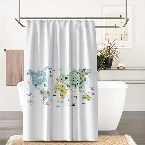 Rideau de douche haut de gamme carte animaux en polyester résistant 200x200 - 4