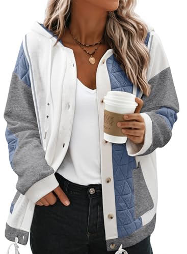 SHEWIN Womens Waffle Knit Shacket Lightweight...