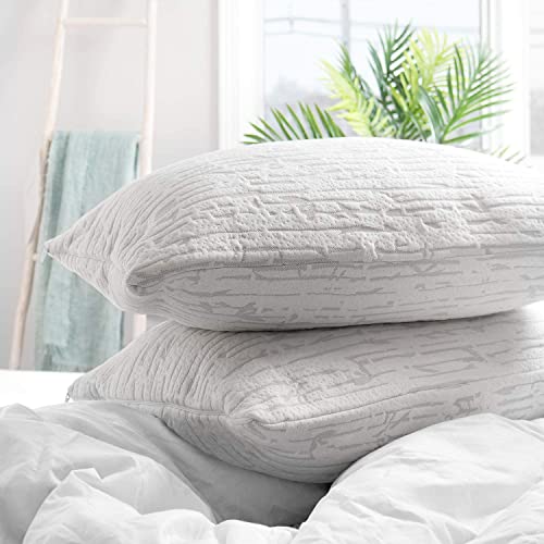 Clara Clark Bamboo Pillow For Sleeping, Bed Pillow King, Adjustable Memory Foam Bed Pillow With Washable Case, Firm Shredded Memory Foam Bed Pillow, Set Of 2 #TOP1