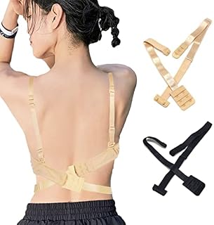 VIKSAUN 2 Pairs Soft Comfortable Women's Adjustable Low Back Extender Bra Converter Straps 2 Hooks Backless Dress Black Beige