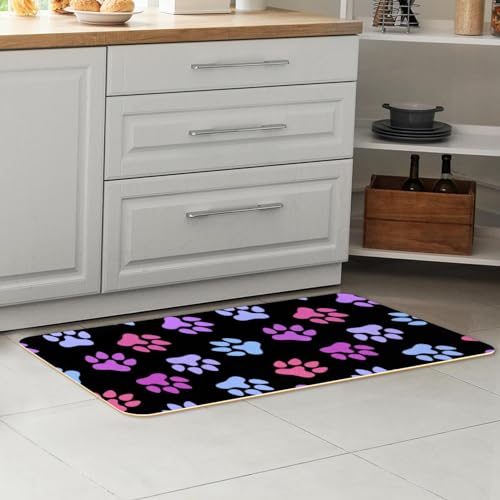 2 alfombrillas de cocina absorbentes con huellas de gato y perro 7
