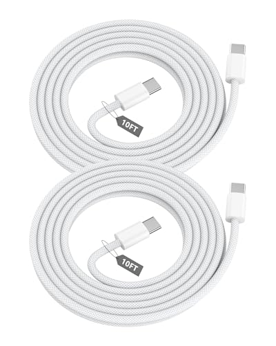 USB C to USB C Charging Cable 10ft, 2 Pack 60W Long Type C to C Fast Charger Woven Cable Cord for iPhone 17/Air/17 Pro/17 Pro Max/16 15 Pro Max, MacBook Pro/Air, iPad Pro 12.9/11in, Air 4/5, Mini 6/7