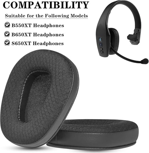 B550-XT Replacement Earpads para BlueParrott S650XT B650XT Auriculares | Cubiertas acolchonadas con espuma viscoelástica transpirable y malla - Negro miniatura 2