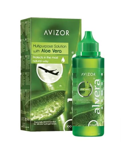 AVIZOR ALVERA 100ml - Solución con Aloe Vera para Limpieza y Desinfección de Lentillas - Protección Natural - Confort Duradero - Apto para Todo Tipo de Lentes de Contacto Blandas - Formato Viaje