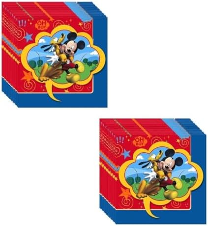 Mickey Mouse Party Supplies Bundle includes 32 Beverage Cake Napkins and 1 Plastic Happy Birthday Banner image 4