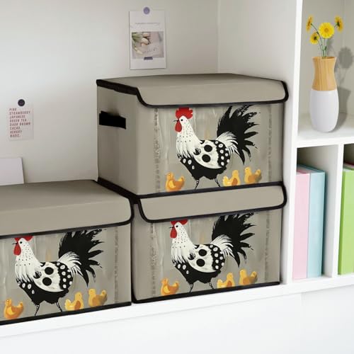 Image of Stackable Storage Bins with Lids,Closet Organizers Fabric Box for Home and Office,Blanket Clothes Organizers,Under Bed Storage Containers 3 Pack