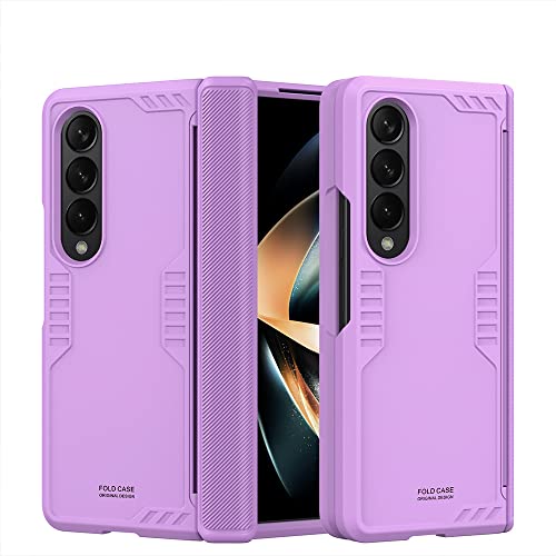 Coque Samsung Z Fold 4 de luxe violette effet mat doux et charnière armure