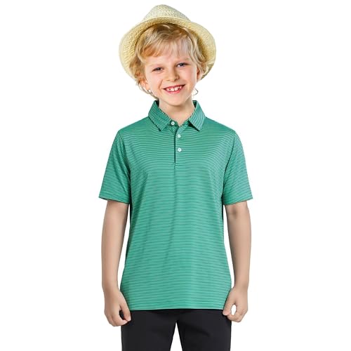 Boys Polo Shirts Short Sleeve Striped Performance Moisture Wicking Dry Fit Golf Shirts for Boys Youth Kids2