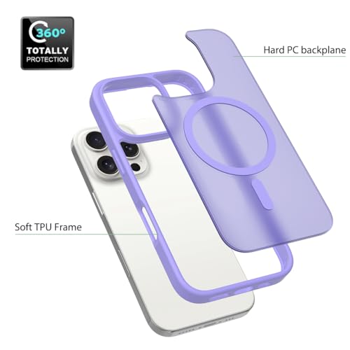 Image of for iPhone 16 pro Case [Compatible with Magsafe] Translucent Matte Phone Cover, [10 FT Military Grade Drop Protection] Slim Durable Shockproof Protective Bumper (Light Purple, iPhone 16 Pro)