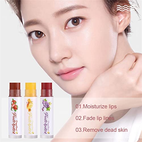 Fruit Flavored Lip Balm, Moisturizing Color-Changing Lipstick Lip Glaze, Lip Balm Chapstick In Natural Grape Honey Strawberry Avocado Peach For Lip Care On Chafed Chapped Cracked Lips #TOP3