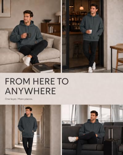 Image of NOBERO Oversized Solid Hooded Sweatshirt for Men | Oversized Hoodie for Men | Hooded Pullover | Cotton Rich Printed Hoodie 280 GSM Fleece