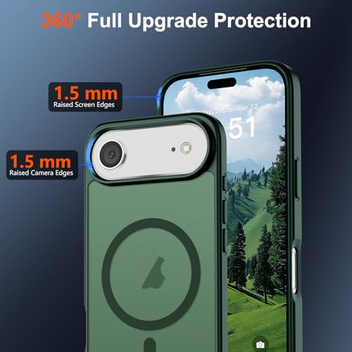 Image of SUPFINE Magnetic for iPhone Air Case (Compatible with MagSafe)(Military Grade Drop Protection) Slim Translucent Matte Shockproof with Anti-Fingerprint Phone Cover for 17 Air,Forest Green