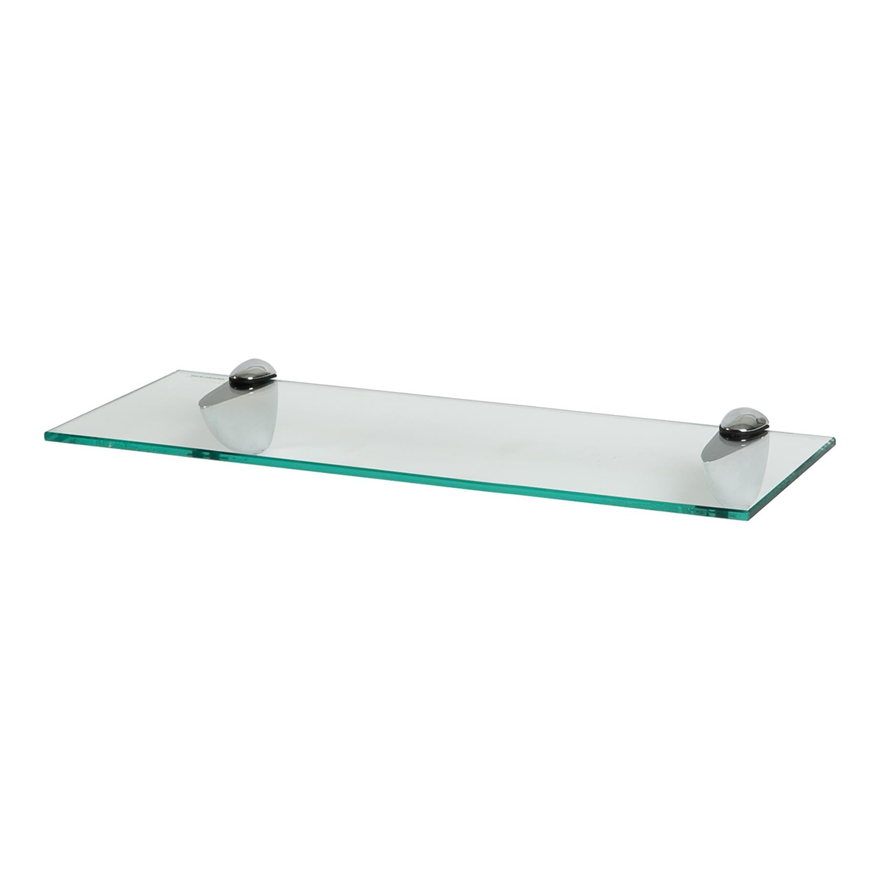 Harbour Housewares Floating Glass Wall Shelf - 50cm - Pack of 1 - Shelving Storage Vanity Display Shelf Unit with Silver Brackets for Bathroom, Shower, Kitchen, Living Room