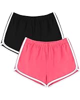 URATOT 2 Pack Cotton Sports Shorts Yoga Short Pants Summer Running Athletic Shorts Gym Workout Elastic Waist Shorts