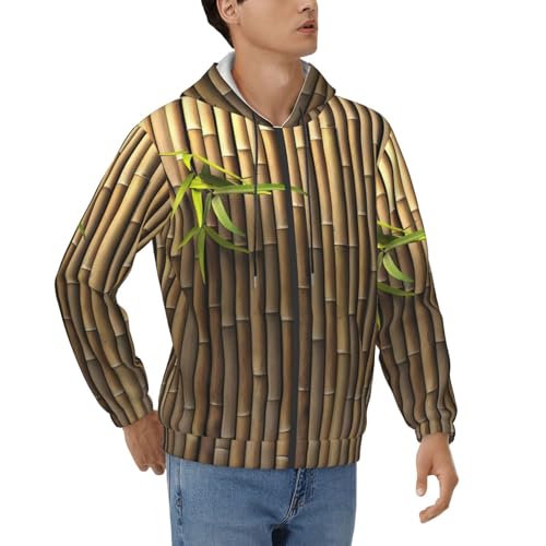 Sweat homme noir avec cordon de serrage et imprimé bambou élégant