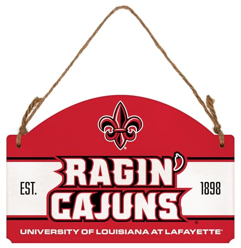 Louisiana at Lafayette Ragin' Cajuns Flat Wood Sign with Hanging String – Officially Licensed Collegiate Product