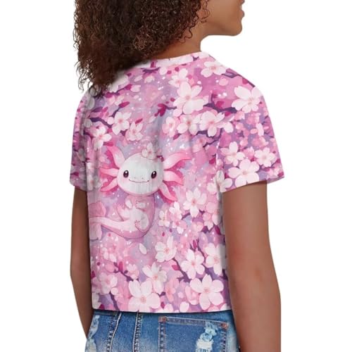 Image of Girl Crop Top Shirts for Summer Cute T Shirts Short Sleeve Tees for Kids 5-16
