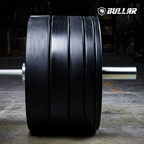 BULLAR Olympic Black Bumper Plates,Rubber Coated spare weight plates 51 mm (5 KG SET (2.5KGX2))