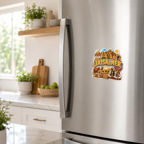 Image of Zesta Wooden Fridge Magnets Set | Refrigerator Decor Magnets for Kitchen | India Souvenir Fridge Magnet Collection | Wooden Magnet for Fridge Door Decoration (Jaisalmer)