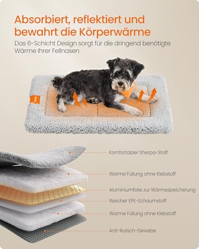 Feandrea Hundedecke, Haustier Decke, für Hunde, Katzen, 75 x 50 cm, M, maschinenwaschbar, trocknergeeignet, rutschfest, hellgrau PPB019G01