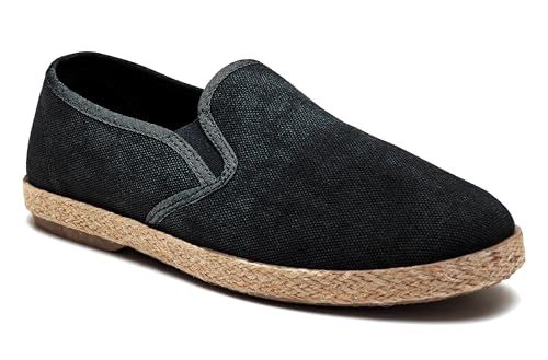 Alpargatas mocasines artesanales de hombre Evoga, zapatos casuales negros talla 40