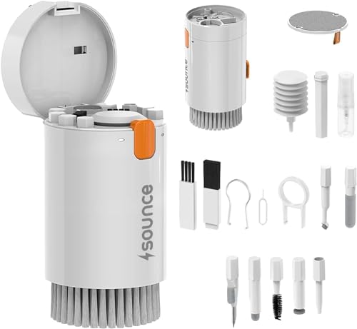 Image of Sounce 20 in 1 Laptop Cleaning kit for Screen, PC, Monitors, Keyboards, Desktop, MacBooks, iPhones, Mobile and Earphones with Dust Removal Blown - White