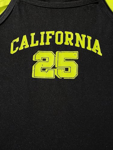 SweatyRocks Conjunto de 2 peças para meninas, gola redonda, bainha alta e baixa e estampa de letras,