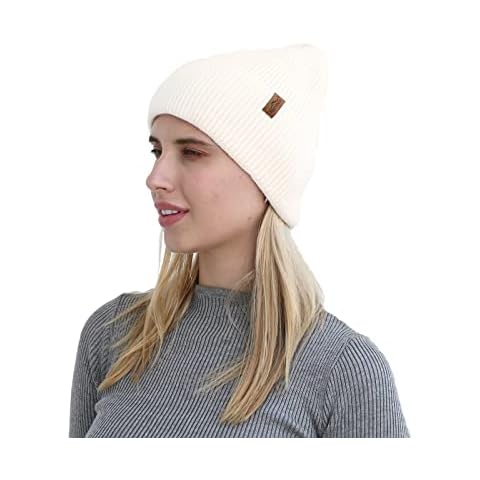 Rajputana Unisex Knit Winter Beanie Hats for Men and Women, White, One size Cover
