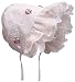 N'Ice Caps Baby Girl Fancy Double Brimmed Eyelet Bonnet (Infant Medium (6-12 months), White/pink)