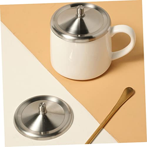 Luxshiny 2 Unidades Tampa De Aço Inoxidável Capa De Caneca Hermética Tampa Da Caneca Tampas De Armaz