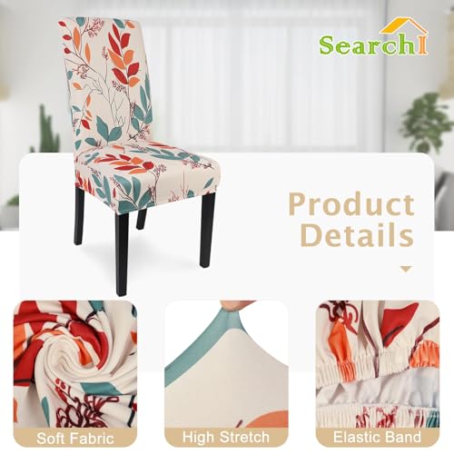 Image of SearchI Printed Dining Room Chair Covers Set of 4, Stretch Kitchen Chair Covers Washable Parsons Chair Slipcover Removable Dining Chair Protectors for Hotel,Ceremony(Floral Pattern1)