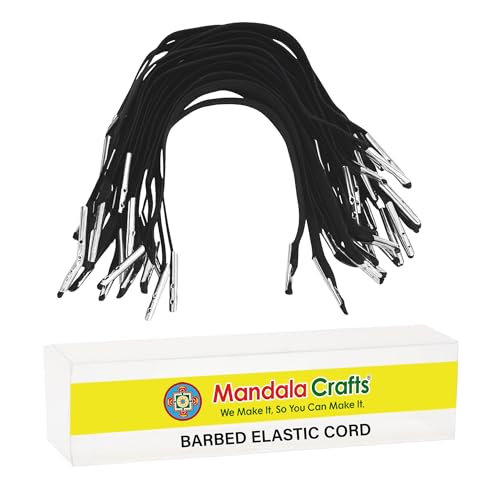 Mandala Crafts 10.5 in Black Flat Elastic Barbed Cord with Metal Ends