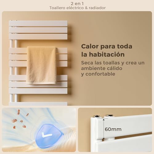 Miniatura 4 de S Afielina Radiador De Diseño Para Baño, Toallero Blanco, Panel Plano, Conexión Central, 1599x600mm, Radiador Para Baño, Secador De Toallas, 958 Vatios Válvula No Incluida