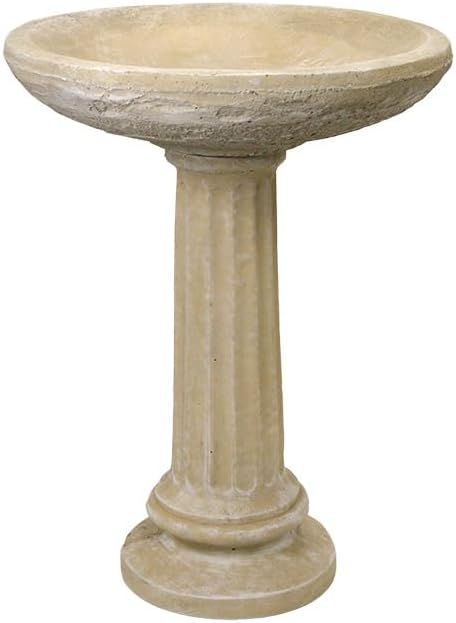 Solid Rock Stoneworks 2 Piece Collanade Birdbath- 26" Tall- Desert Sand Color
