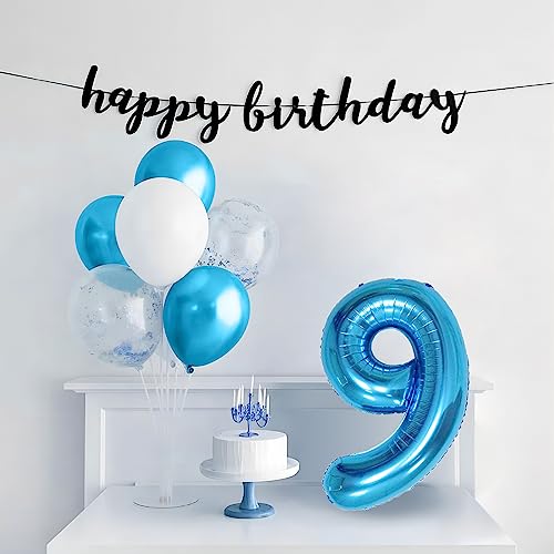 Image of 40 Inch Blue Number Balloons, Helium Mylar Foil Number Balloons for Birthdays, Number 9 Balloon for Party Wedding Bachelorette Birthday Bridal Shower Graduation Anniversary Celebration Party