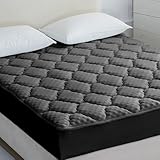 Casabella Mattress Topper - 4 Layer Gel Memory Foam Mattress Topper King Size Bed with Extra Deep Pocket - Hotel Quality Breathable Super Comfort Mattress Pad King Size Bed(150x200) - Grey - Image 1