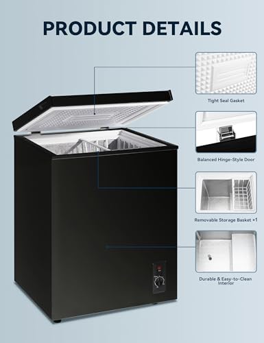 7.0 Cu Ft Chest Freezer - Energy Saving Quiet Top Open Door Mini Freezer Adjustable 6 Thermostat - Compact Small Deep Freezer w/Removable Basket and Defrost Water Drain for Home/Apartment/Garage - 3